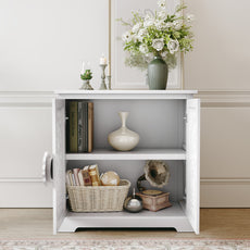 CBJCBJ 31.5" Kitchen Sideboard Buffet Cabinet with 2 Door Storage, Mid-Century Accent Cabinet for Living Room,White