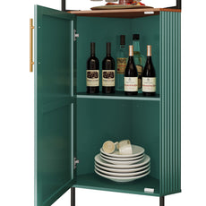 CBJCBJ Corner Coffee Bar Cabinet with LED Strip, Modern Wine Bar Cabinet with Cup Rack, for Dining Room