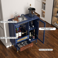 CBJCBJ Modern Coffee Bar Cabinet with Storage, Wine Cabinet with Glass Racks, Sideboard for Living Room,Blue