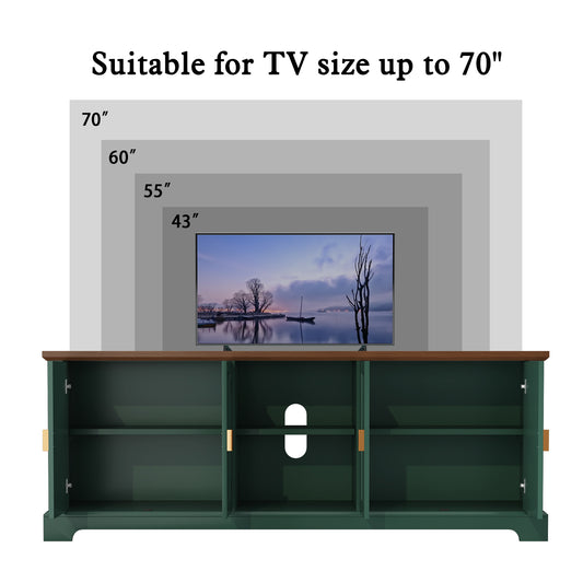 CBJCBJ Mid Century 67" TV Stand for TVs up to 75", Entertainment Center with Storage for Living Room,Green