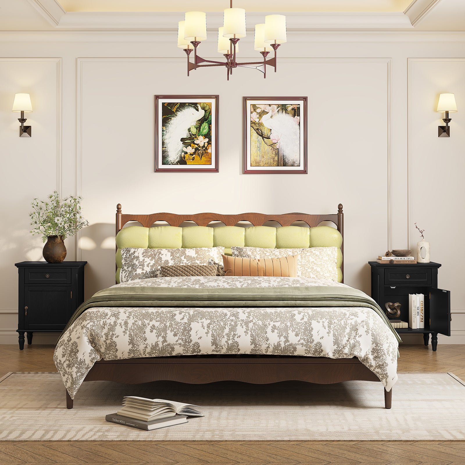 HLR® 25"H Nightstands Set of 2, Modern Retro Bedside Table with Drawer, End Table for Bedroom