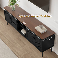 CBJCBJ Modern Mid Century 70" Large TV Stand for 80" TV, Entertainment Center with Storage,Black