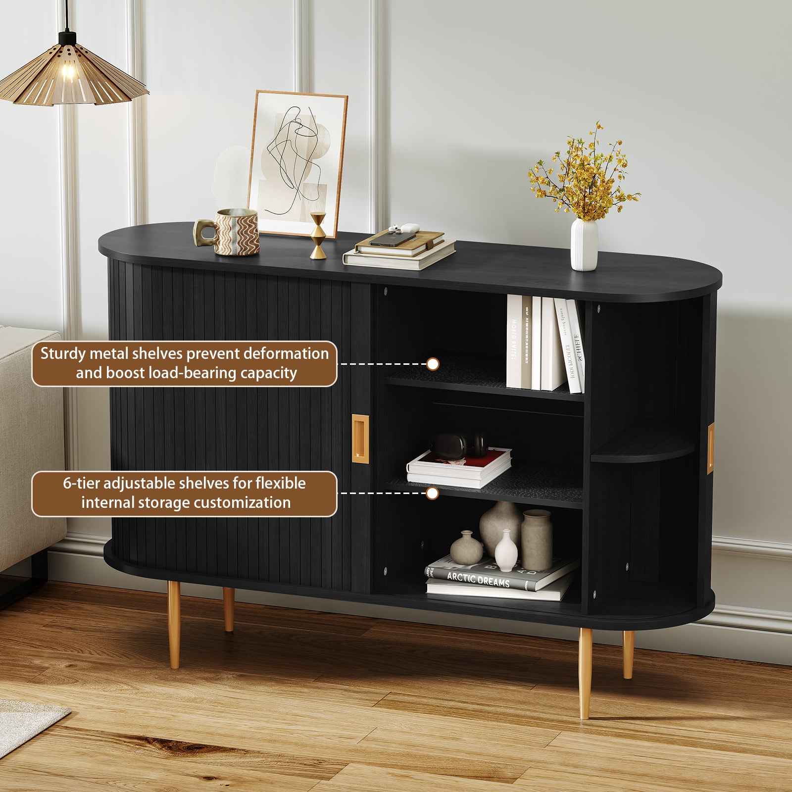 CBJCBJ 47" Sideboard Buffet Cabinet with Storage, Modern Accent Cabinet for Dining Room