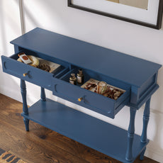CBJCBJ Minimal Assembly Console Table, Entryway Table with 2 Drawers and Open Shelf, for Living Room, Blue