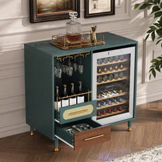 CBJCBJ Modern Wine Bar Cabinet with Ice Bar, Compact Coffee Bar for Dining Room(No Refrigerator Included),Green