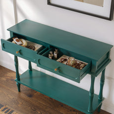 CBJCBJ Minimal Assembly Console Table, Entryway Table with 2 Drawers and Open Shelf, for Living Room, Green