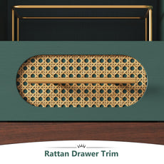 HLR Modern Corner Bar Cabinets with Mini Fridge Space, Wine Glass Rack, Storage Drawers, Green