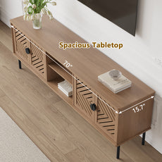 HLR Mid Century Modern 70" Large TV Stand for 80 Inch TV, Entertainment Center with Storage, Walnut