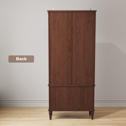 HLR 71" Tall Modern Wood Armoire Wardrobe Closet, Freestanding Cabinet with Hanging Rod for Bedroom, Brown