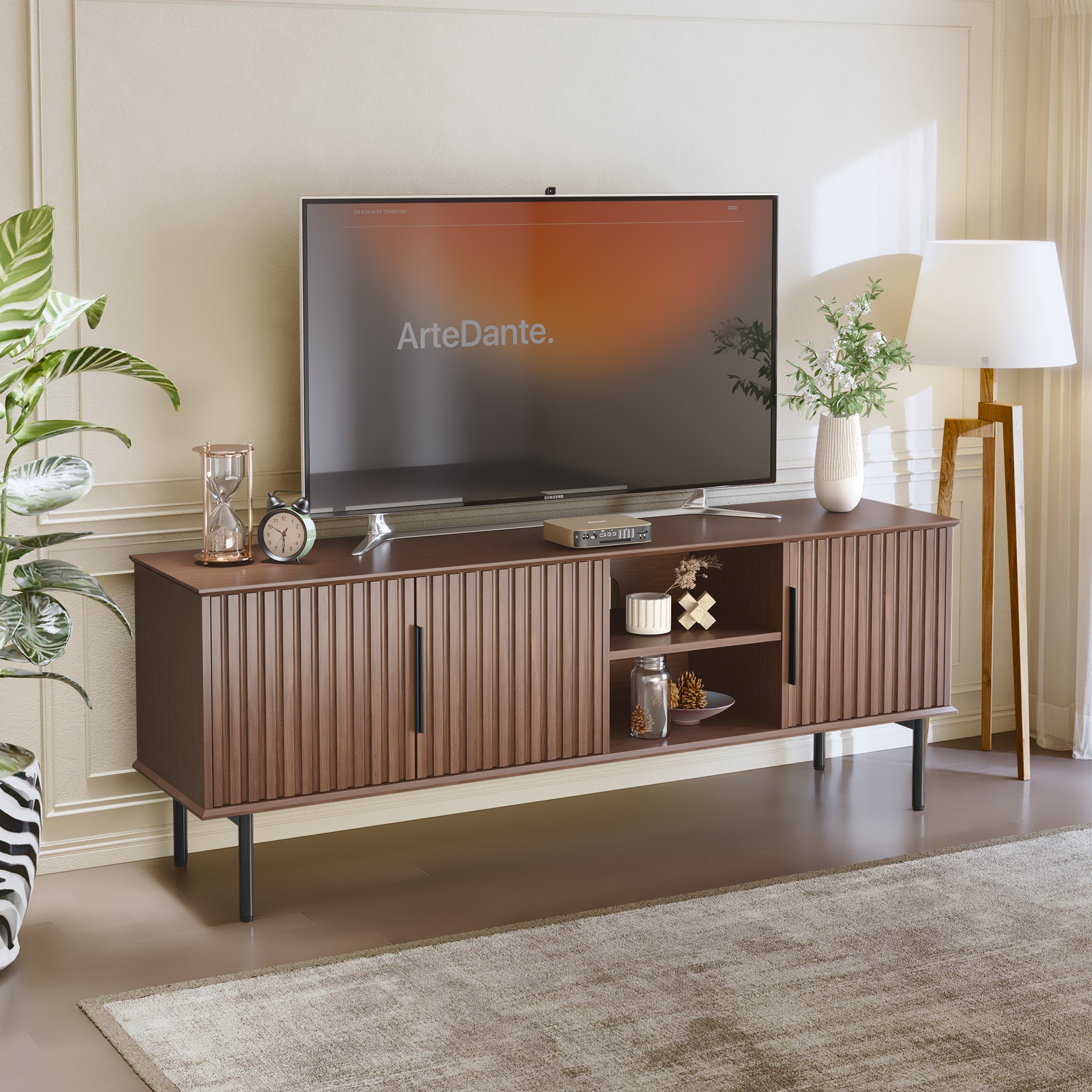 CBJCBJ Modern TV Stand for up to 65", Brown Entertainment Center with Storage, for Living Room