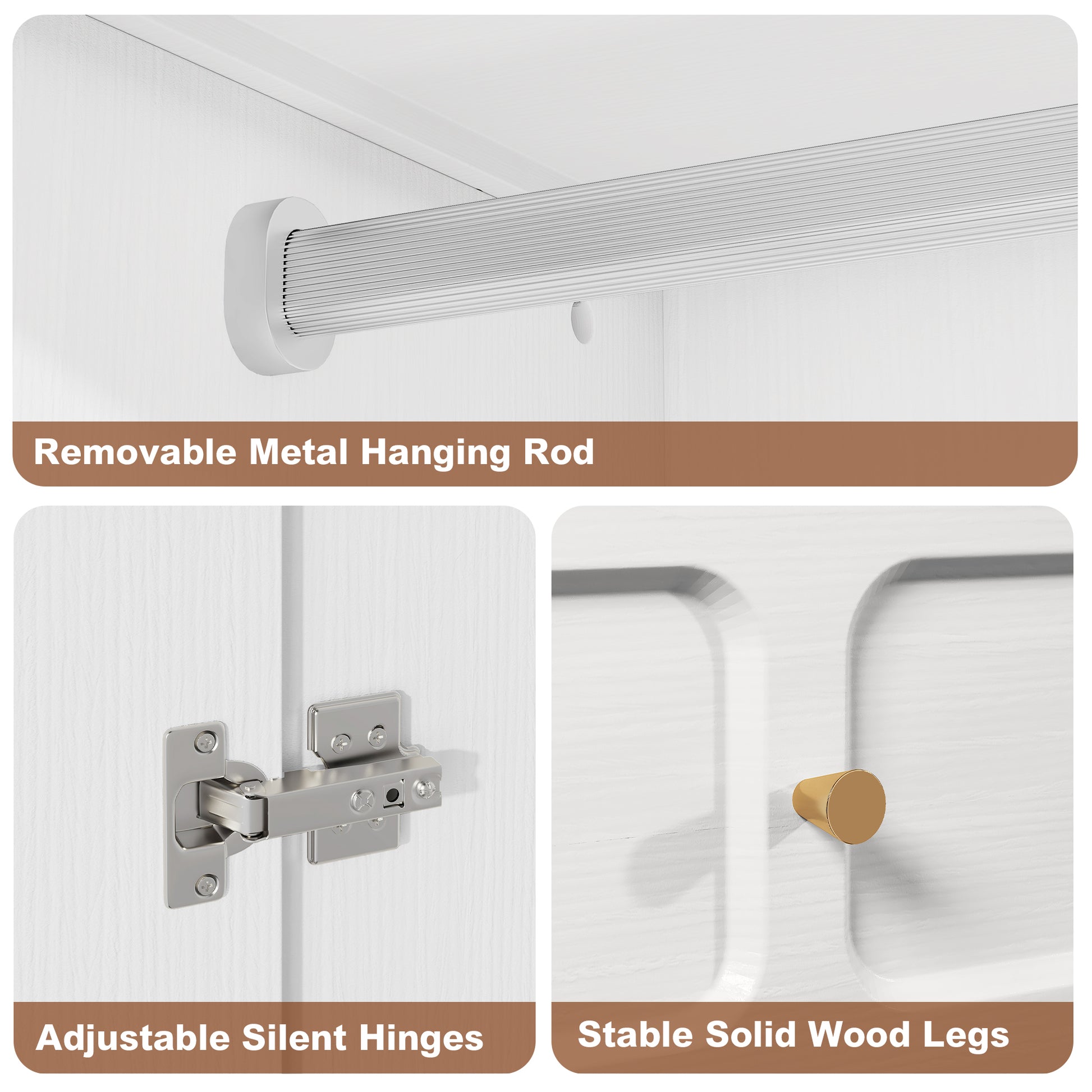 HLR 71" Tall Modern Wood Armoire Wardrobe Closet, Freestanding Cabinet with Hanging Rod for Bedroom