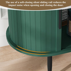 HLR 63" Green TV Stand for 75" TV, Wood Entertainment Center with 2 Sliding Tambour Doors Storage, Mid-Century
