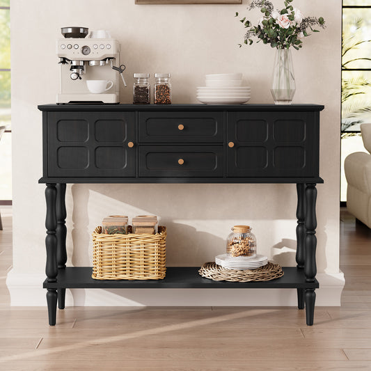 HLR Modern 42.1" Consoles Table, Entryway Table with Storage Shelf Quick Assembly for Living Room, Black
