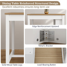 HLR Farmhouse White Dining Table for 2 with Seasoning Rack, Kitchen Dining Room Table for Small Space(Apartment)