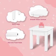 CBJCBJ Kids Vanity Set with Mirror and Stool（Detachable Top）, Wooden 2 in 1 Princess Makeup Desk Dressing Table