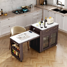 CBJCBJ Kitchen Island with Storage | Expandable Retractable on Wheels 71.65