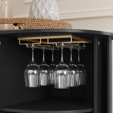 CBJCBJ 53" Wine Bar Cabinet with Tambour Door, Coffee Bar for Dining Room,Black