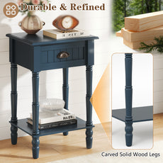 CBJCBJ 26.8"H Retro Nightstands Set of 2, Side Table with Drawers and Open Shelves, for Bedrooms and Sofas,Blue