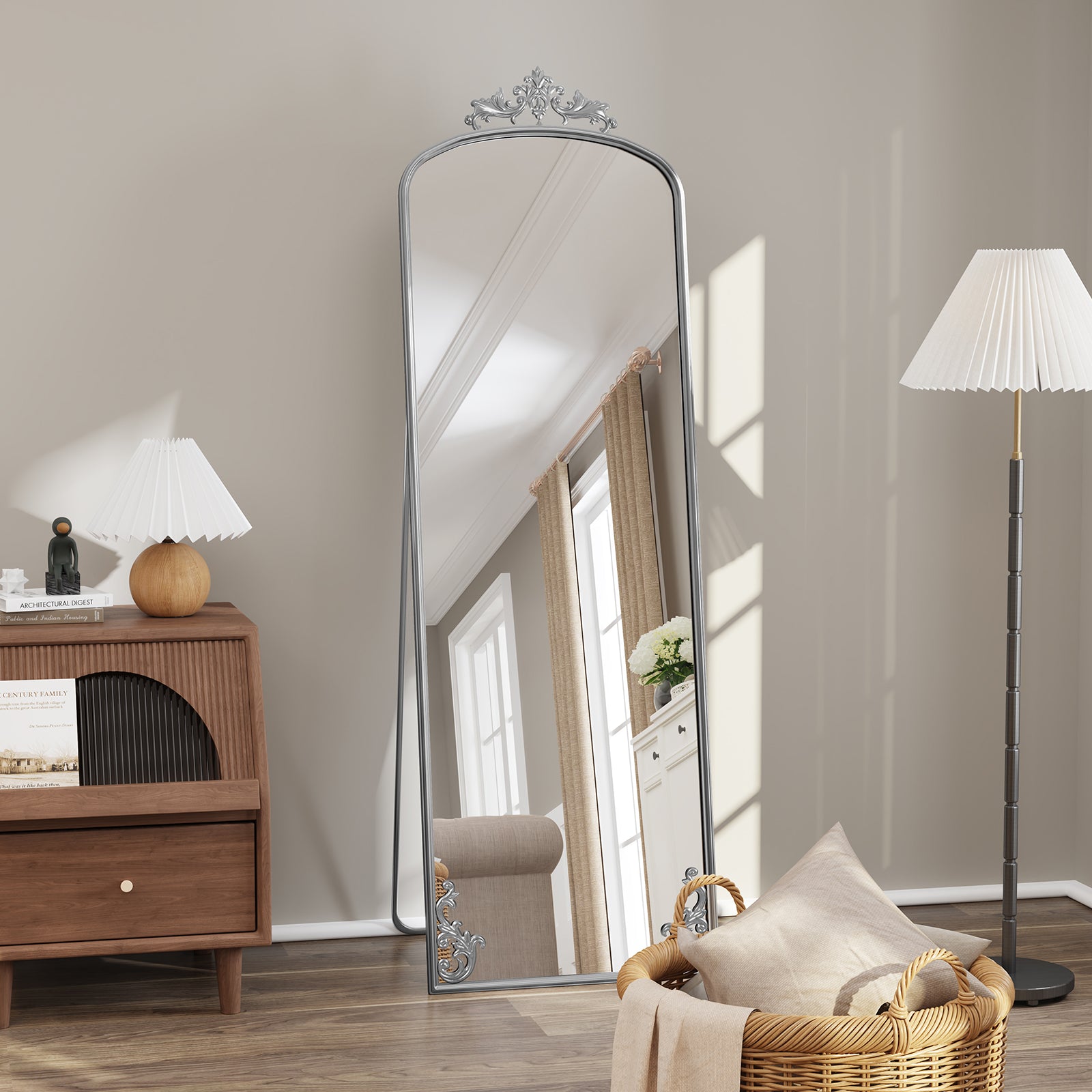 HLR® 64"x21" Tall Vintage Full Body Arched Mirror