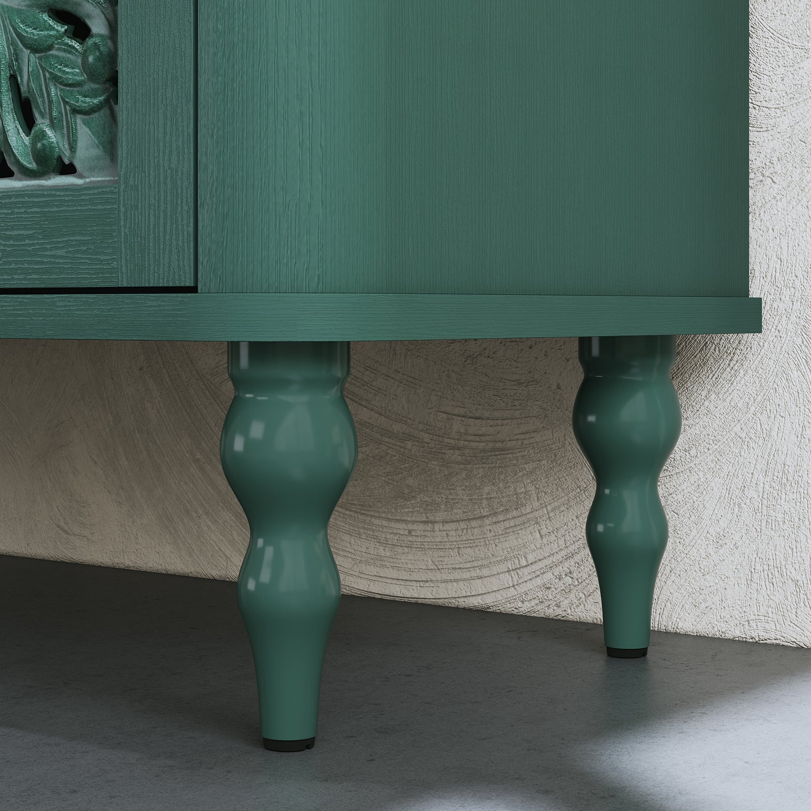 HLR 31.5"W Mid Century Rounded Corners Sideboards Buffets Cabinet with 2 Doors Storage for Kitchen Dining, Green