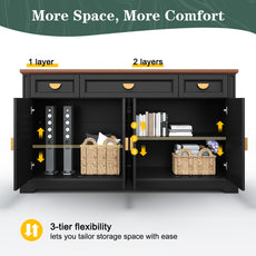 HLR® 60” Large Mid-Century Buffet Sideboard Cabinet