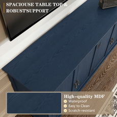 HLR 58'' Large Sideboard Buffet Cabinet with Storage, 4 Doors Modern Credenza Table for Living Room, Navy Blue