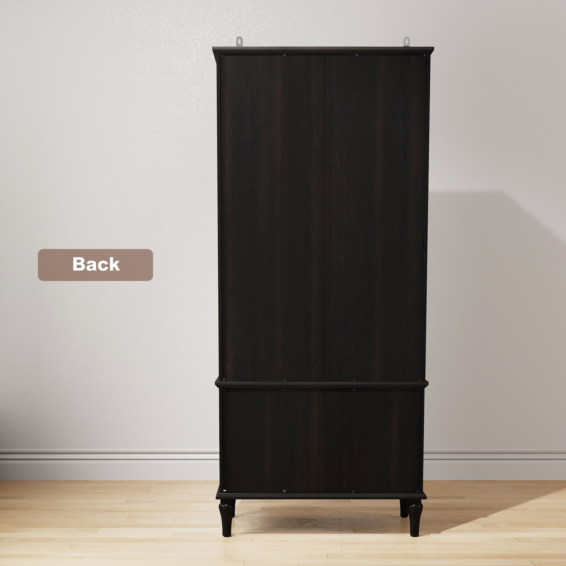 HLR 71" Tall Modern Wood Armoire Wardrobe Closet, Freestanding Cabinet with Hanging Rod for Bedroom, Black