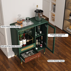 CBJCBJ Wine Bar Cabinet, Modern Coffee Cabinet with Glass Racks, Sideboard Cabinet, Green