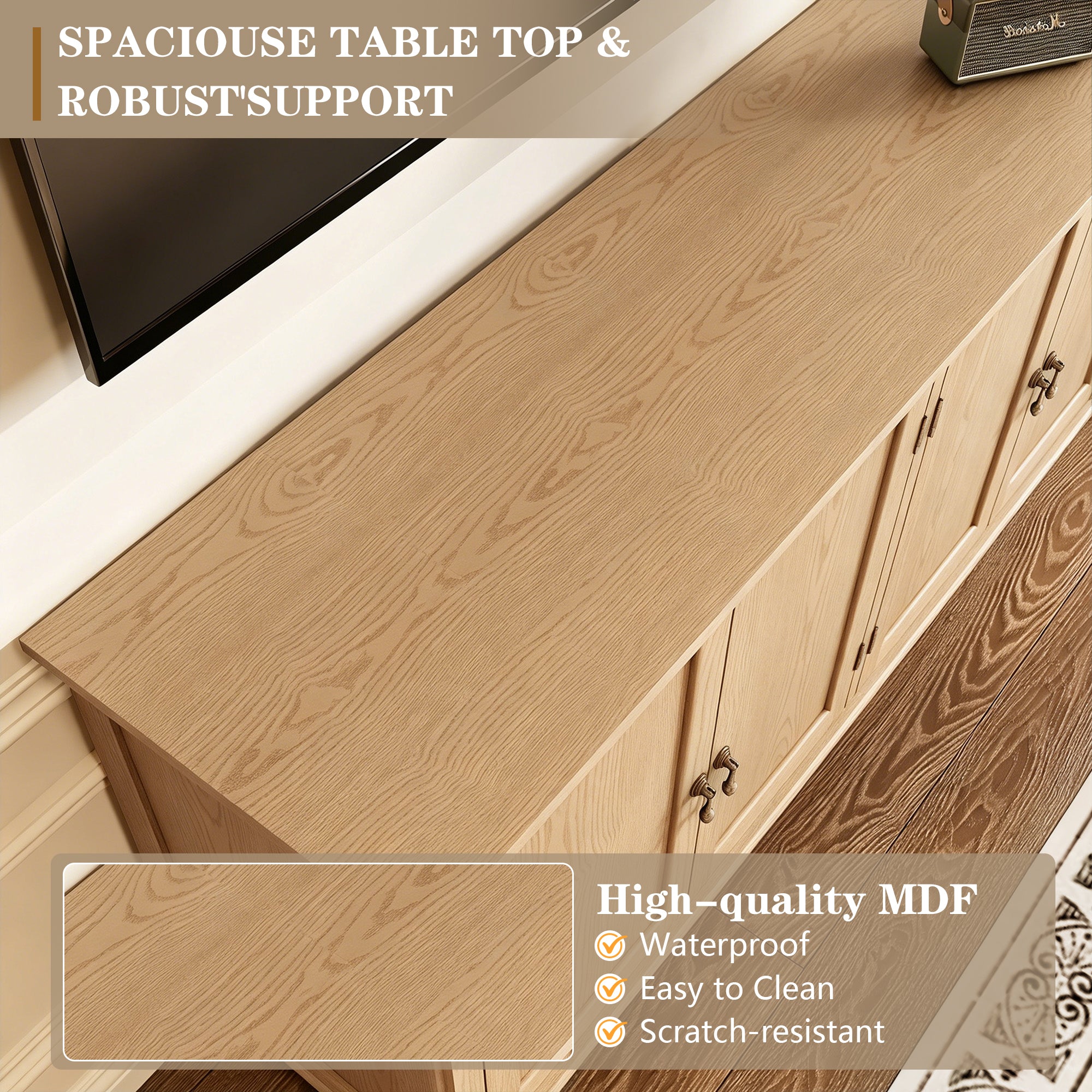 CBJCBJ 58" Retro Sideboard Buffet Cabinet with Storage, Accent Cabinet for Kitchen, Living Room,Wood