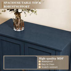HLR 31.5'' Large Sideboard Buffet Cabinet with Storage, 2 Doors Modern Credenza Table for Living Room, Navy Blue
