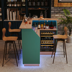 CBJCBJ L-Shaped Home Bar Cabinet,4-Tier Corner Bar counter with Fridge Space,Unit Wine Cabinet with Storage,Green