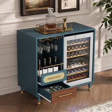 CBJCBJ Modern Wine Bar Cabinet with Ice Bar, Coffee Bar for Dining Room (No Refrigerator Included),Blue