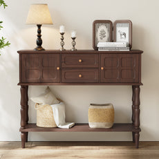HLR Modern 42.1" Consoles Table, Entryway Table with Storage Shelf Quick Assembly for Living Room, Brown