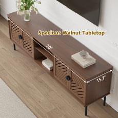 CBJCBJ Modern Mid Century 70" Large TV Stand for 80" TV, Entertainment Center with Storage, Walnut