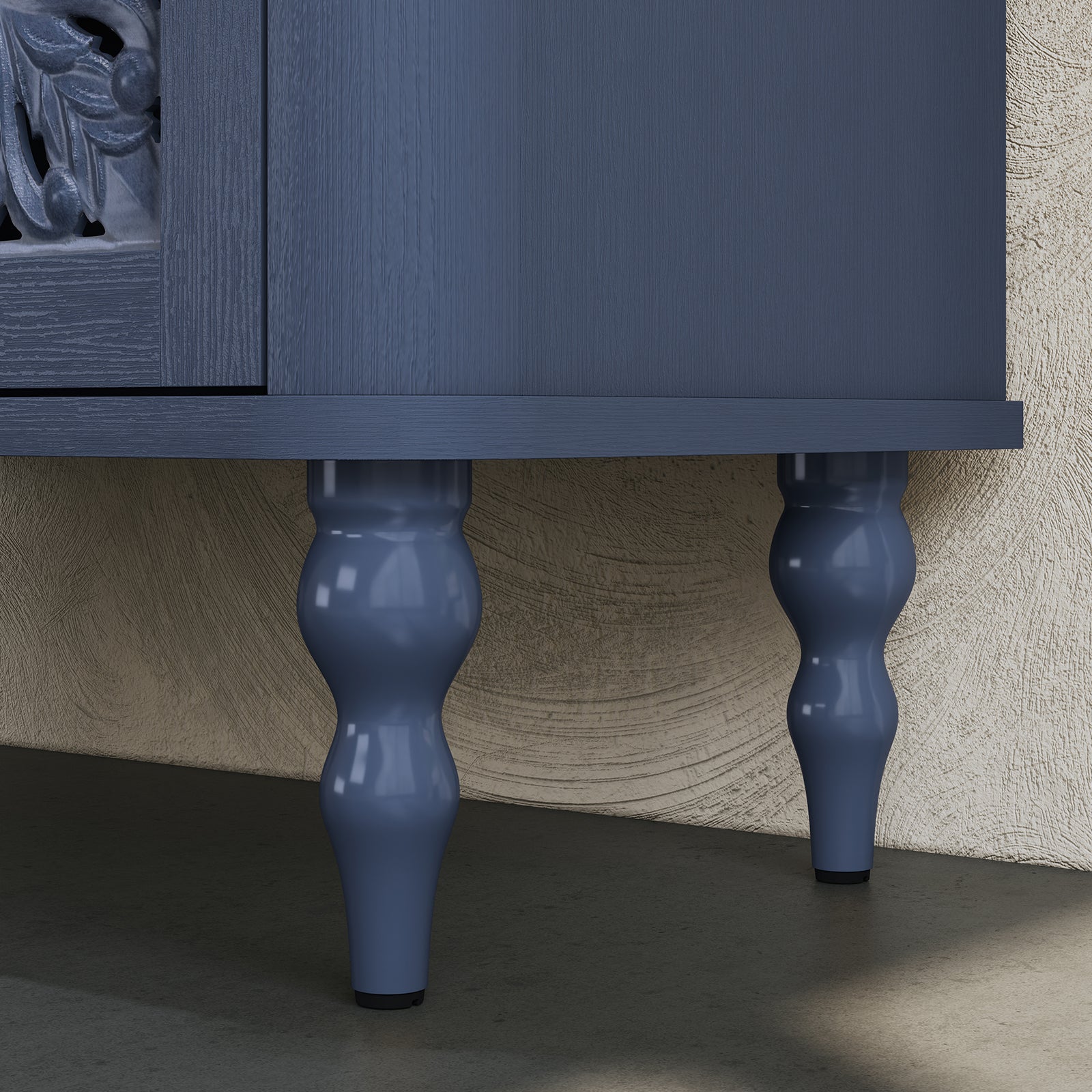 HLR 31.5"W Mid Century Rounded Corners Sideboards Buffets Cabinet with 2 Doors Storage for Kitchen Dining, Blue