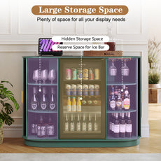 CBJCBJ Modern 53" Wine Cabinet with Socket and Refrigerator space, Bar Cabinet for Dining Room,Brown
