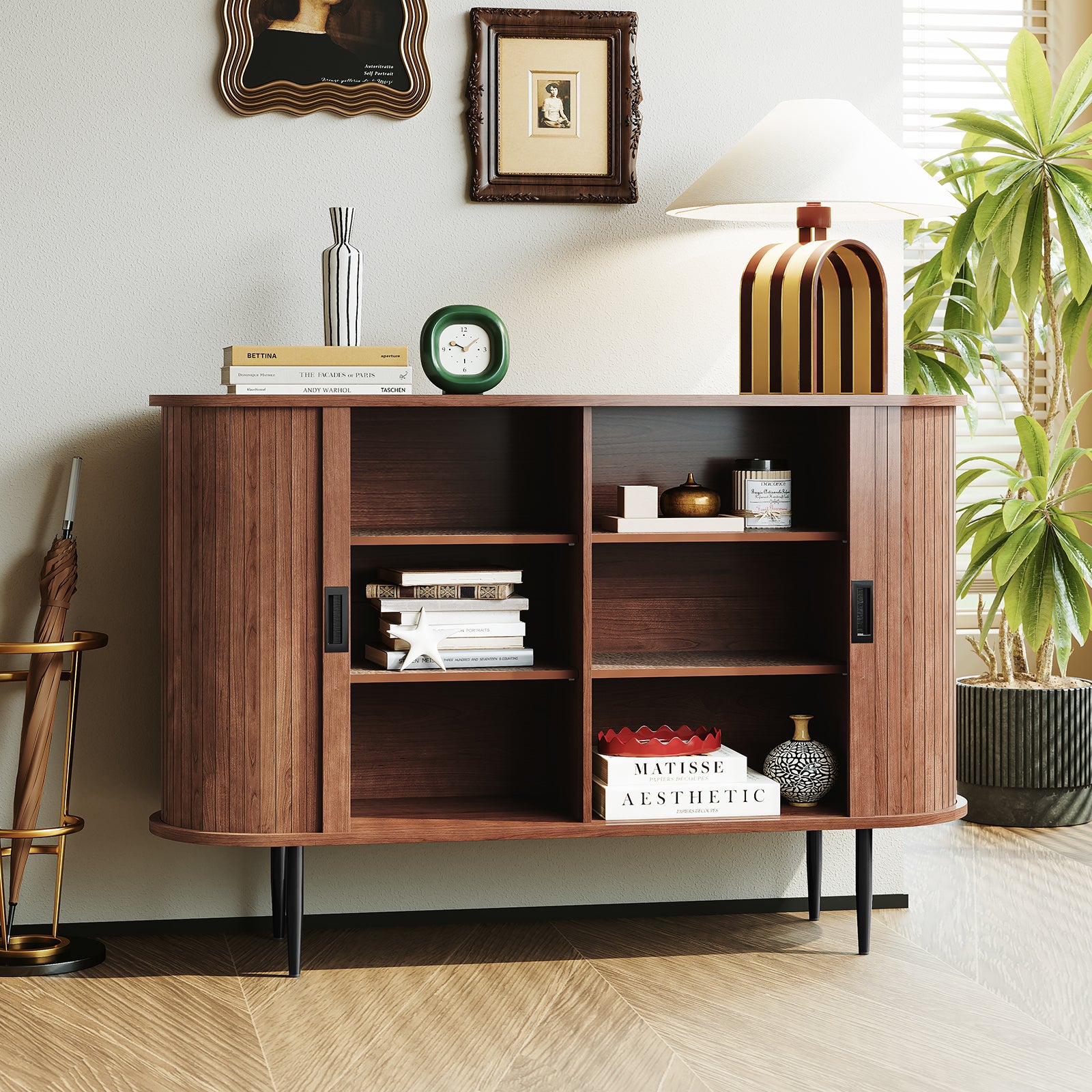 CBJCBJ 47" Sideboard Buffet Cabinet with Storage, Modern Accent Cabinet for Dining Room, Brown