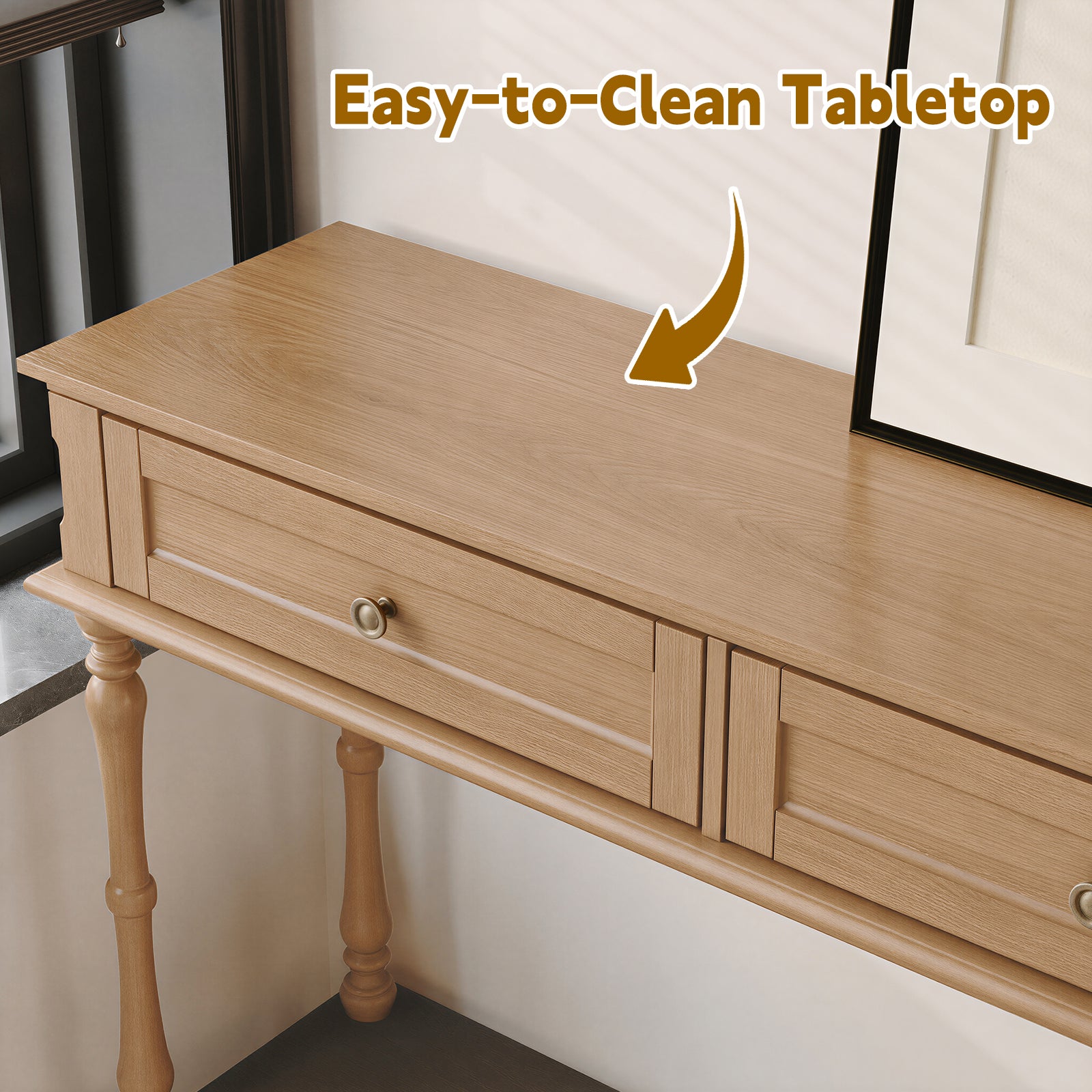 HLR 40" Modern Console Table, Assembled Entryway Table with 2 Drawers for Living Room, Brown