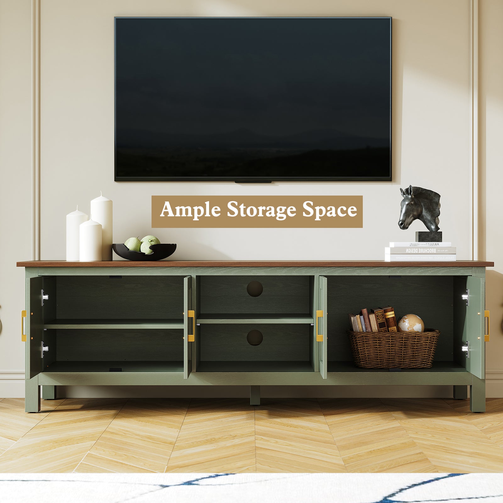 CBJCBJ Modern 63" TV Stand for TVs up to 70", Entertainment Center with Storage , for Living Room