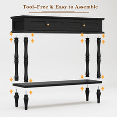 HLR 41" Mid Century Console Tables, Entryway Tables with 2 Drawers, 10 Mins Assembly, Black