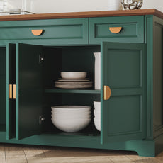 CBJCBJ Modern 60" Large Sideboard Storage Cabinet with Drawers, Farmhouse Wooden Coffee Bar, Green