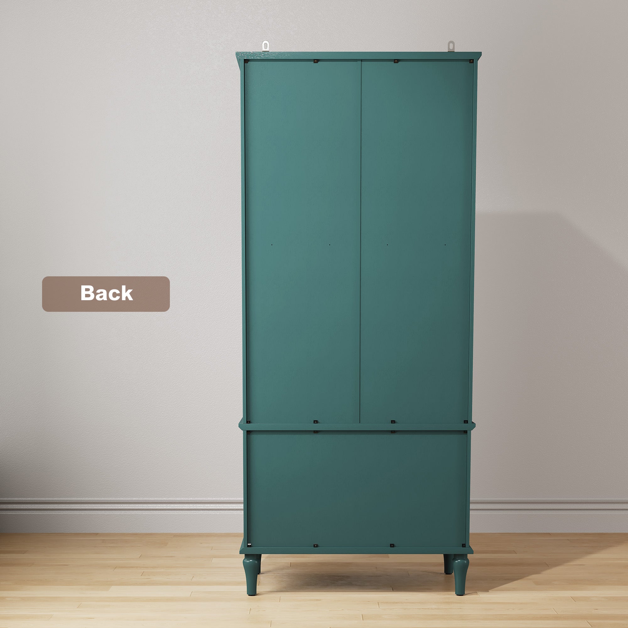 HLR 71" Tall Modern Wood Armoire Wardrobe Closet, Freestanding Cabinet with Hanging Rod for Bedroom, Green