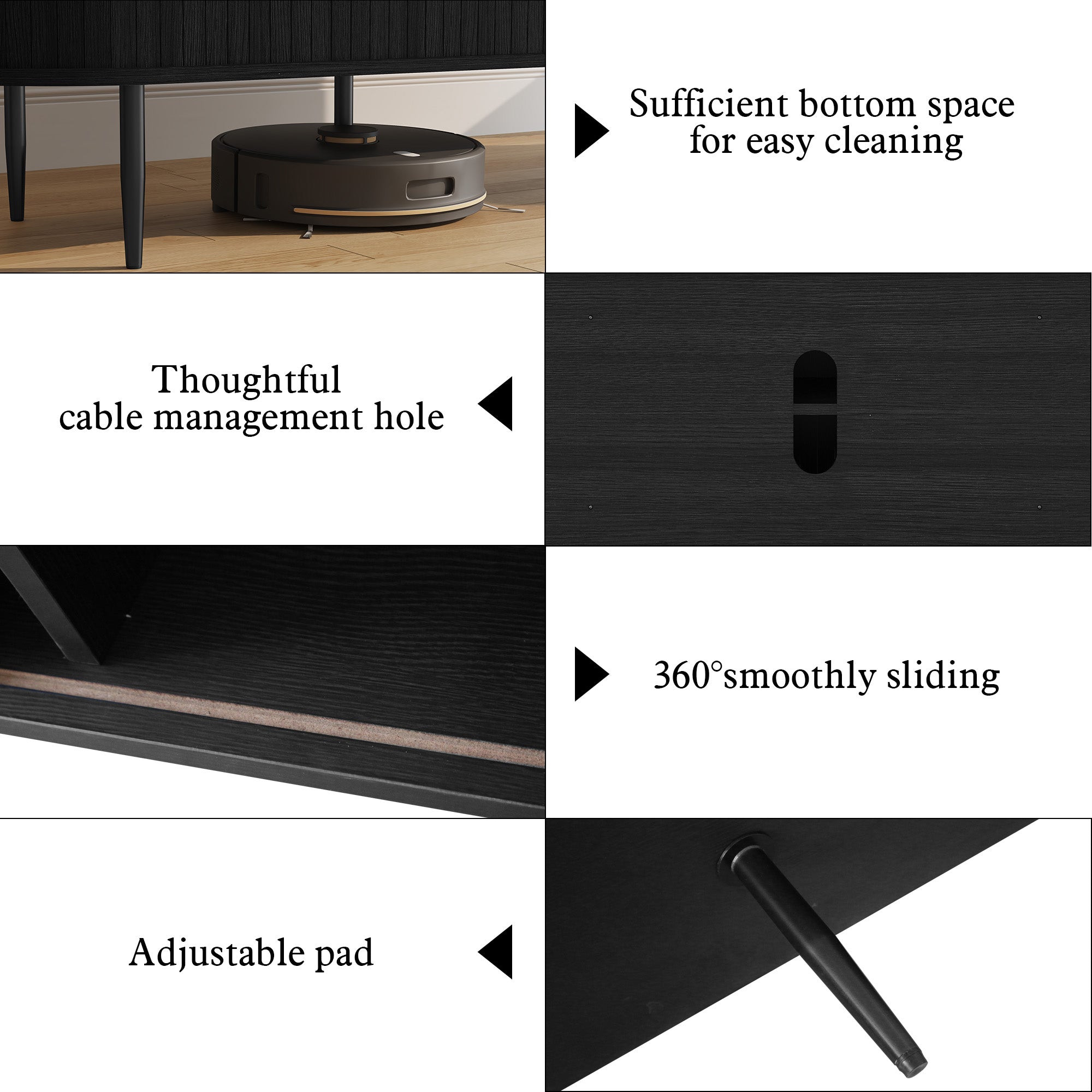 CBJCBJ 70" Modern Tambour Door TV Stand up to 80" TVs, Entertainment Center with Storage, Fluted Television Consoles for Living Room（Black）