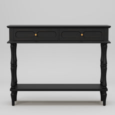 HLR 41" Mid Century Console Tables, Entryway Tables with 2 Drawers, 10 Mins Assembly, Black
