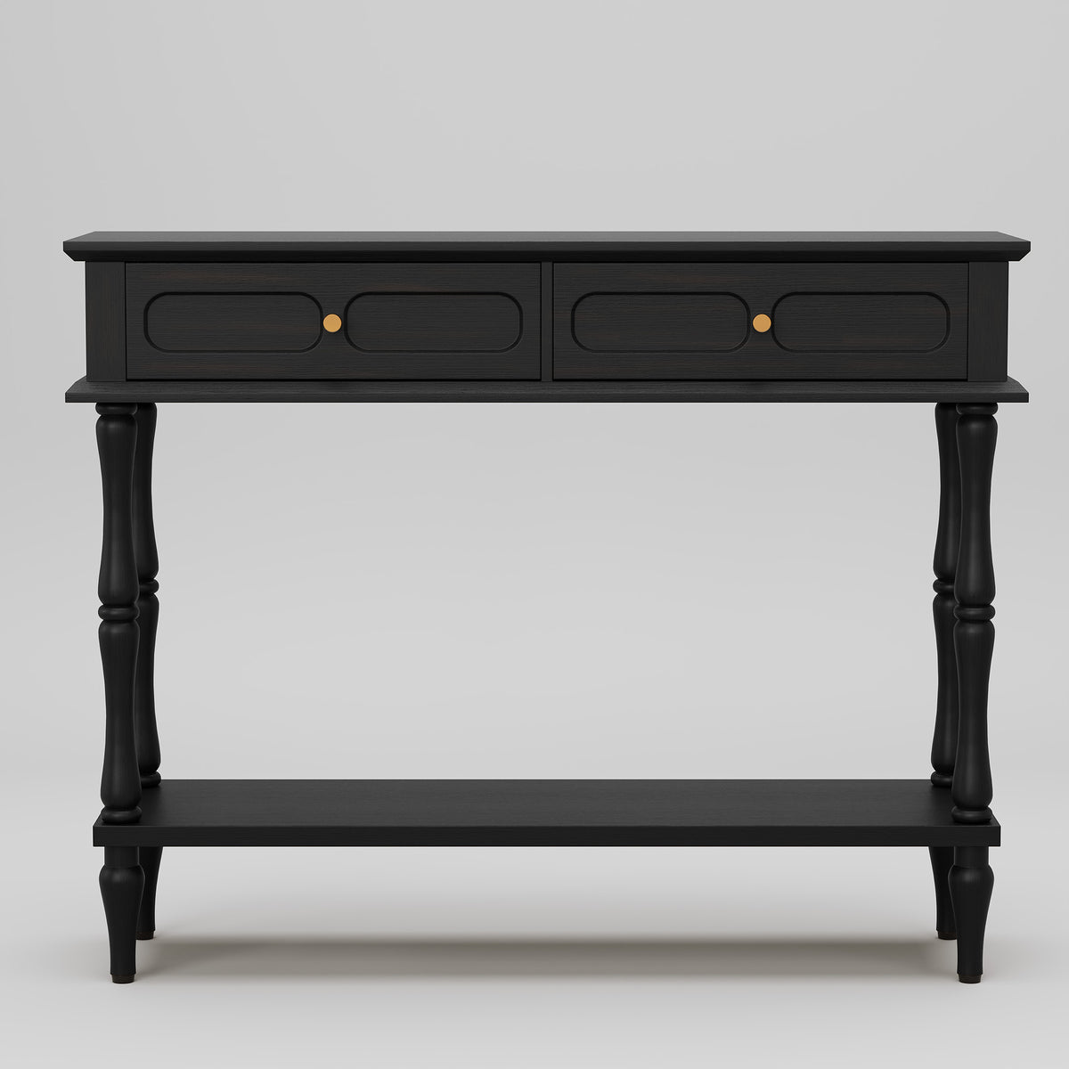 HLR 41" Mid Century Console Tables, Entryway Tables with 2 Drawers, 10 Mins Assembly, Black