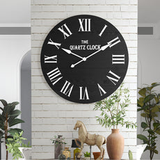 HLR® Große Bauernhaus-Wanduhr, 35,5-Zoll-Schiffsboden-Wanduhr mit römischen Ziffern, fast nicht tickend, runde Wanduhren 