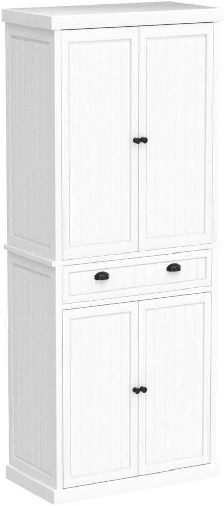 HLR® 72" Tall Kitchen Pantry Storage Cabinet with Drawer and Adjustable Shelves