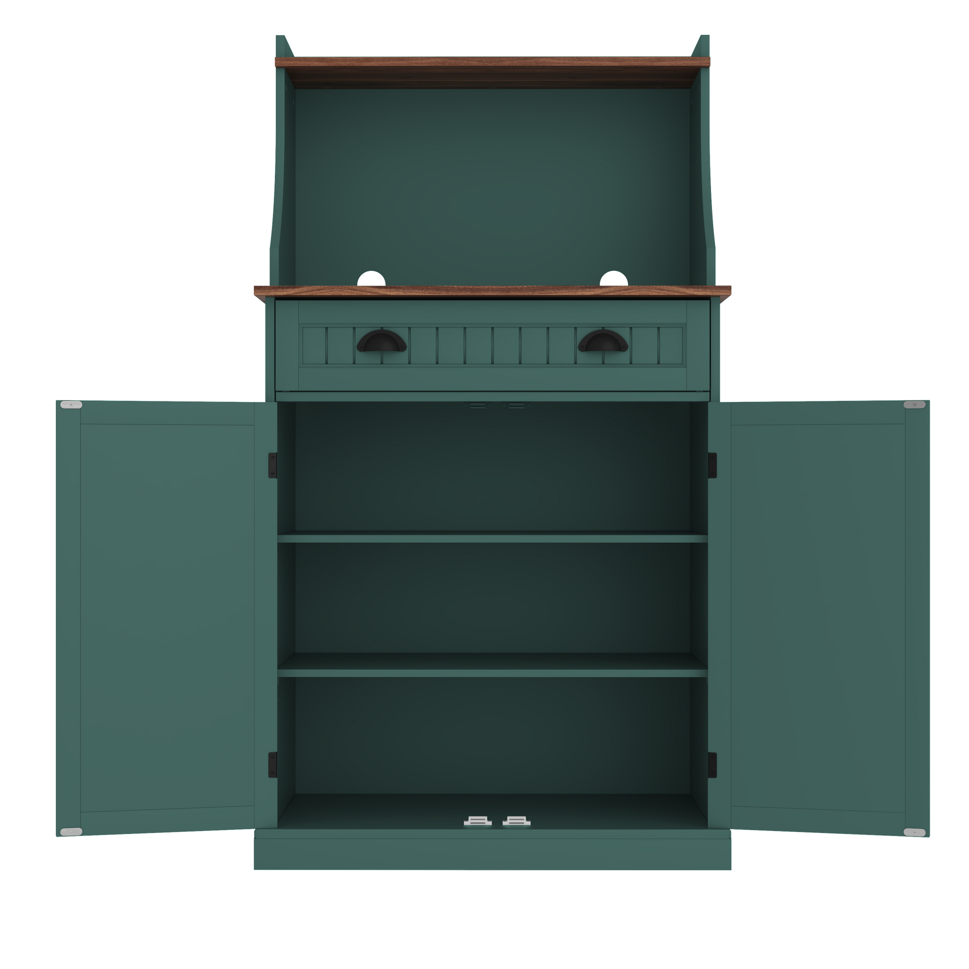 HLR Farmhouse Kitchen Pantry Cabinet with Microwave Stand, 54" Coffee Bar Storage Cabinet, Green