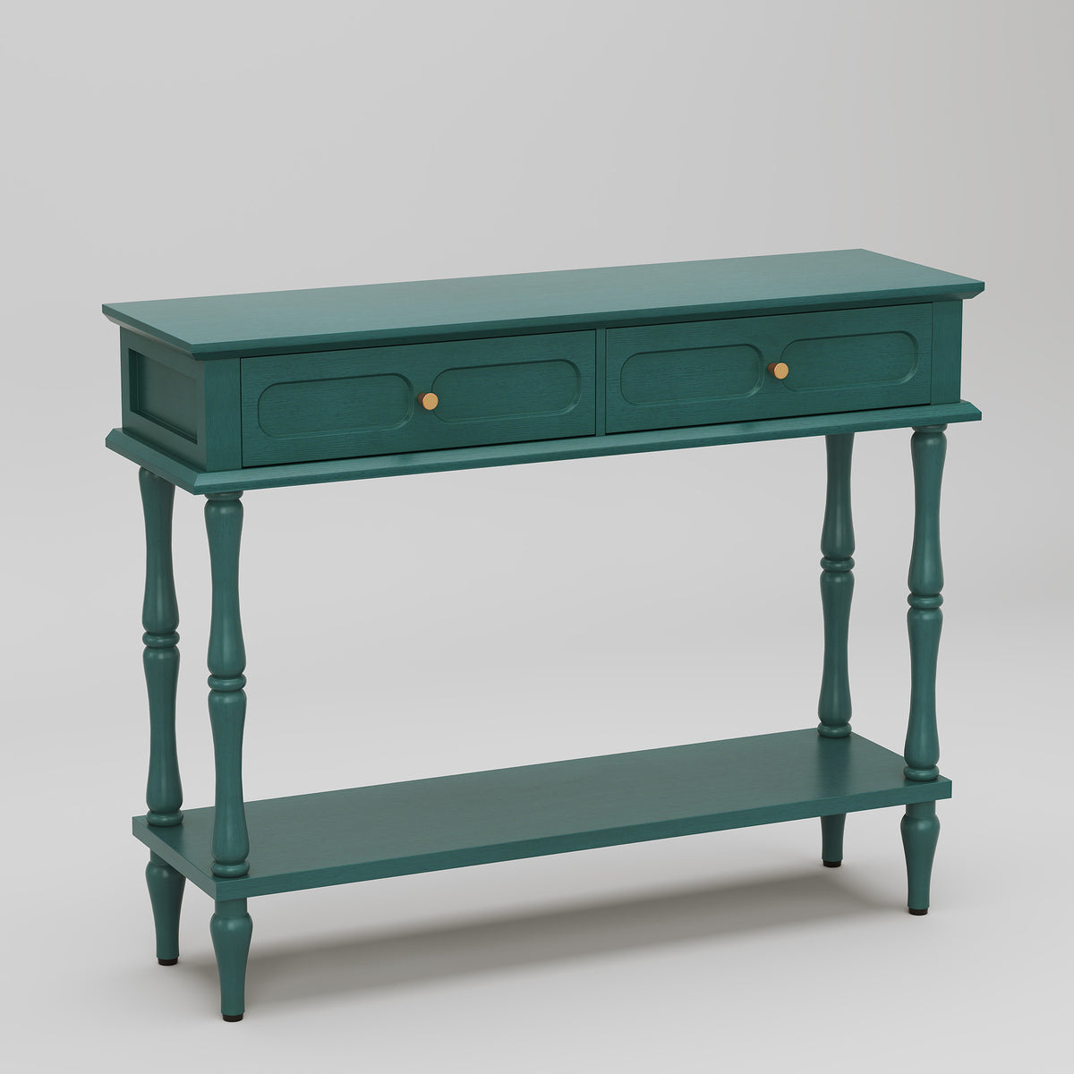 HLR 41" Mid Century Console Tables, Entryway Tables with 2 Drawers, 10 Mins Assembly, Green