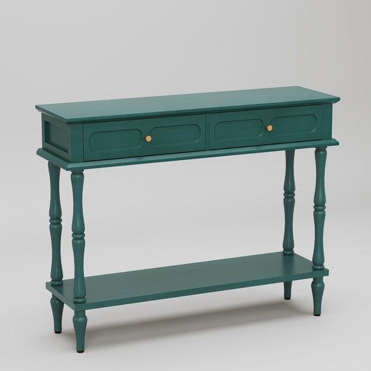 HLR 41" Mid Century Console Tables, Entryway Tables with 2 Drawers, 10 Mins Assembly, Green